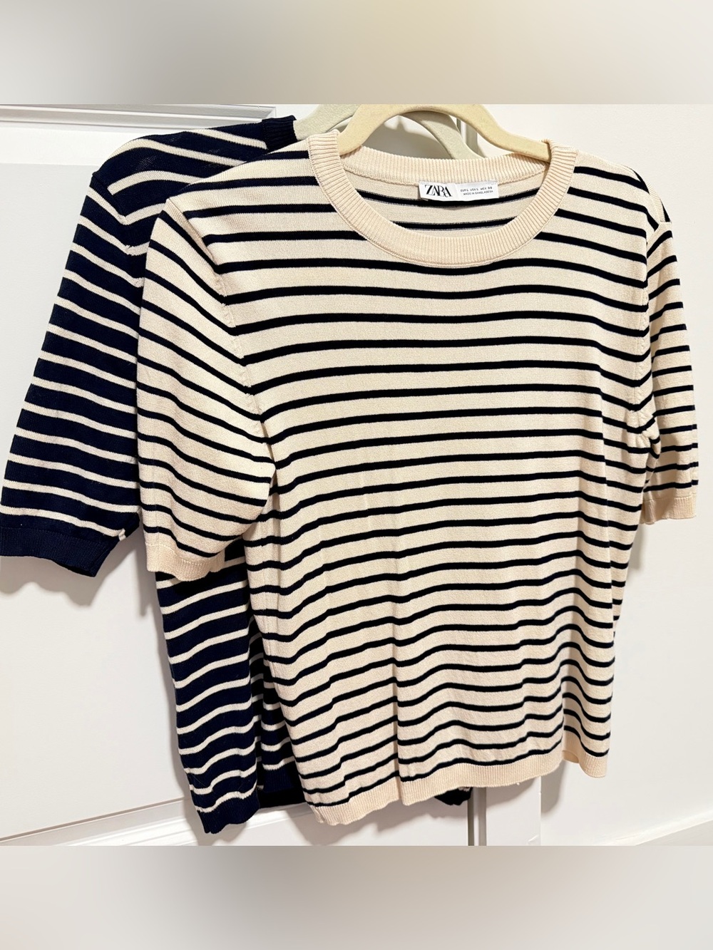 Set of 2 - Zara Striped Short Sleeve Tops (Size L)